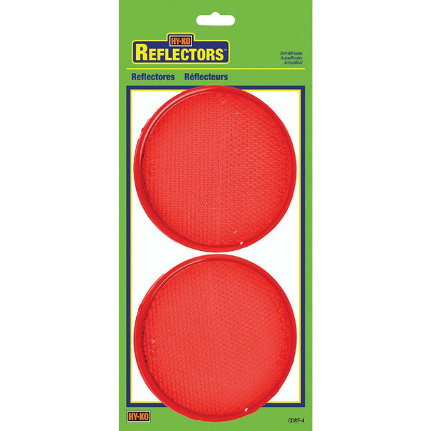 Hy-Ko 3-1/4 In. Dia. Round Red Press-On Reflector (2-Pack) CDRF-4R