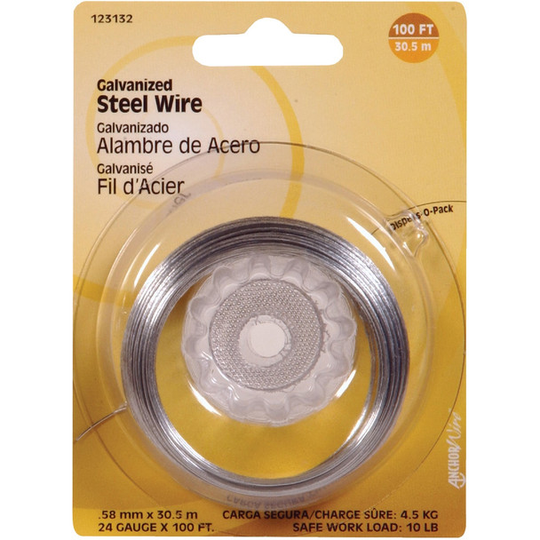 Hillman Anchor Wire 100 Ft. 24 Ga. Galvanized Steel General Purpose Wire 123132