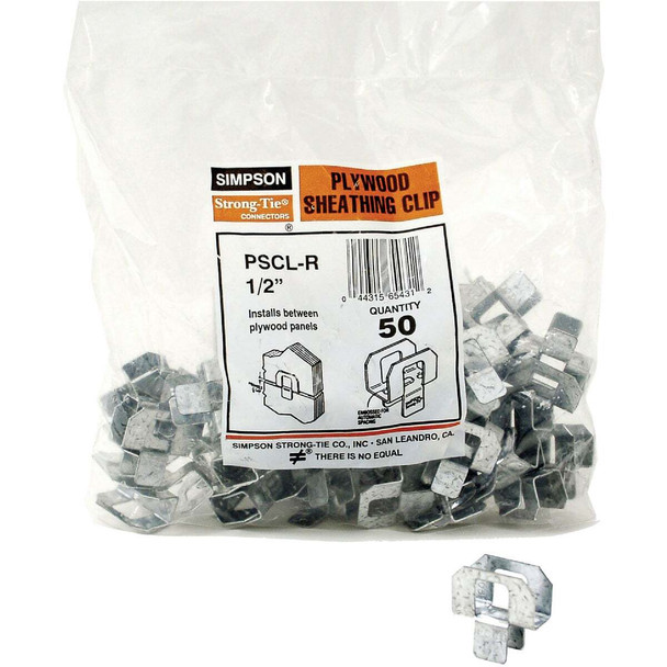 Simpson Strong-Tie 1/2 In. 20 ga Galvanized Steel Plywood Clip (50-Pack)
