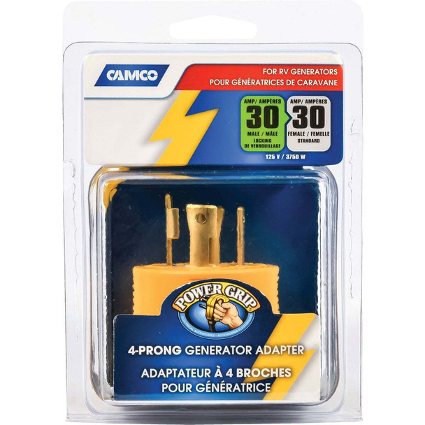 Camco Power Grip 30-Amp 4-Prong RV Generator Adapter 55338
