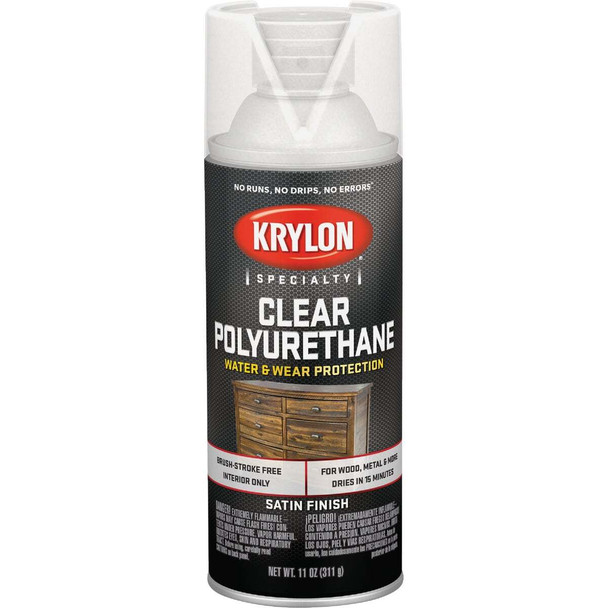 Krylon Satin Clear Spray Polyurethane,  11 Oz. K07006777