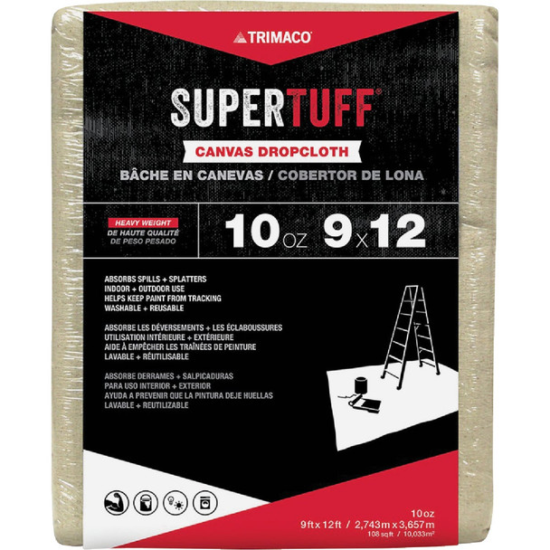 Trimaco SuperTuff 10 Oz. 9 Ft. x 12 Ft. Extra Heavyweight Canvas Drop Cloth Trimaco SuperTuff 10 Oz. 9 Ft. x 12 Ft. Extra Heavyweight Canvas Drop Cloth