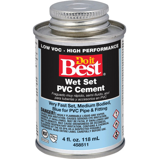 Do it Best 4 Oz. Medium Bodied Blue PVC Cement 18404-24