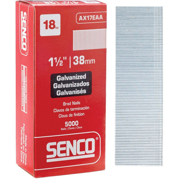 Senco 18-Gauge Galvanized Medium Head Brad Nail, 1-1/2 In. (5000 Ct.) AX17EAA