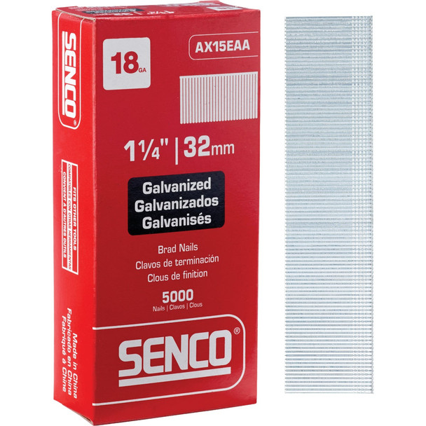 Senco 18-Gauge Galvanized Medium Head Brad Nail, 1-1/4 In. (5000 Ct.) AX15EAA