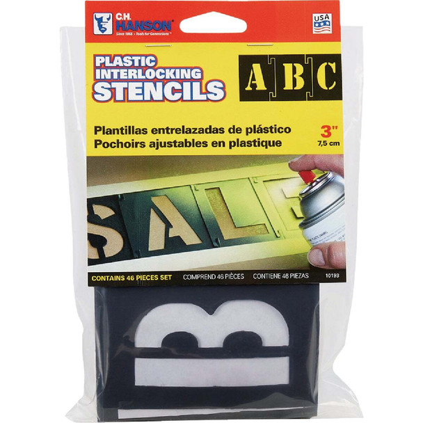 C.H. Hanson 3 In. Plastic Stencil Set (46 Piece) 10193