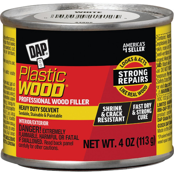 DAP Plastic Wood 4 Oz. White Solvent Professional Wood Filler 7079821412