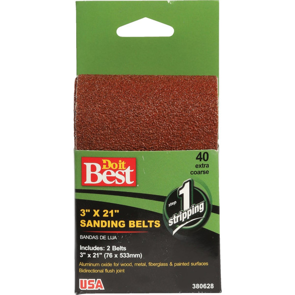 Do it Best 3 In. x 21 In. 50 Grit Heavy-Duty Sanding Belt (2-Pack) BELT3X211PK60