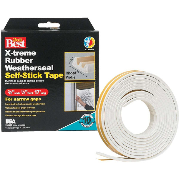 Do it Best 3/8 In. x 17 Ft. White Narrow Weatherseal Tape V23WADB