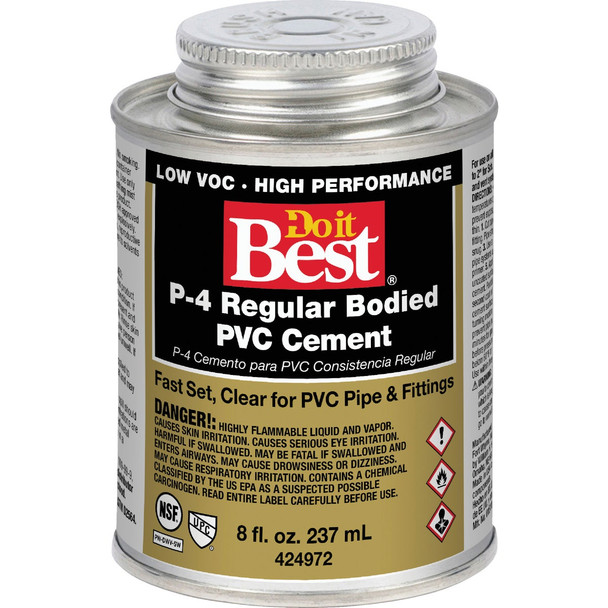 Do it Best 8 Oz. Regular Bodied Clear PVC Cement 18117-24