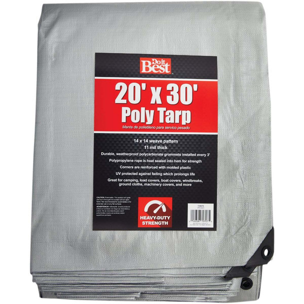 Do it Best Silver Woven 20 Ft. x 30 Ft. Heavy Duty Poly Tarp 725676