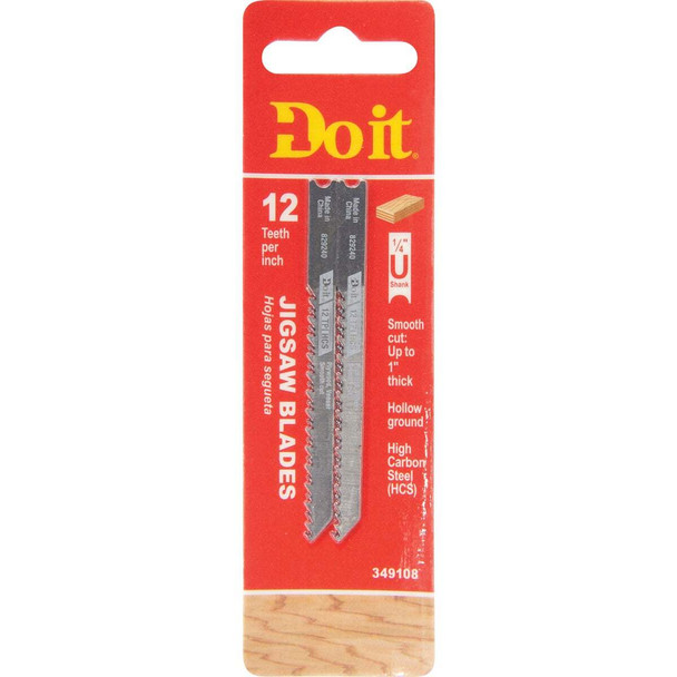 Do it Best 3 In. x 12 TPI U-Shank HCS Jig Saw Blade for Wood (2-Pack) 822651DB