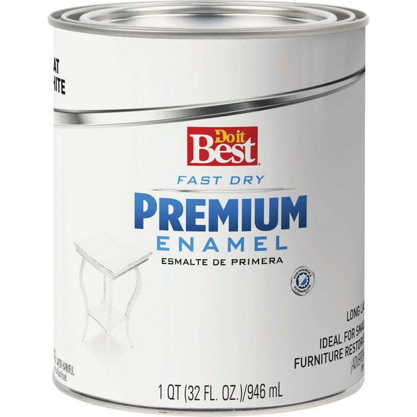 Do it Best Fast Dry Acrylic Latex Flat Premium Enamel, White, 1 Qt. 203289D