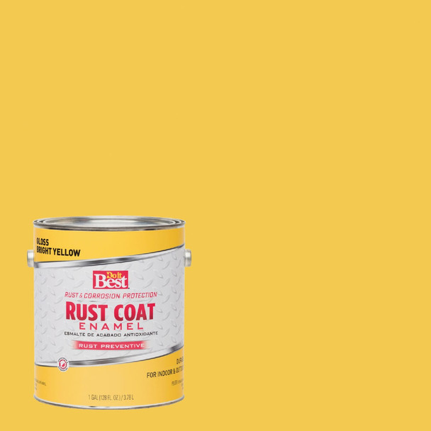 Do it Best Rust Coat Oil-Based Gloss Enamel, Bright Yellow, 1 Gal. 203701D