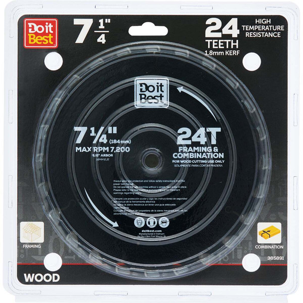 Do it Best 7-1/4 In. 24-Tooth Framing & Combination Circular Saw Blade