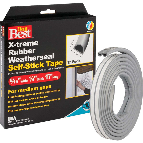 Do it Best 17 Ft. 5/16 In. Grey Rubber Weatherstrip V25GADB