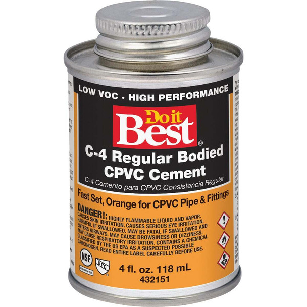 Do it Best 4 Oz. Regular Bodied Orange CPVC Cement 18706-24