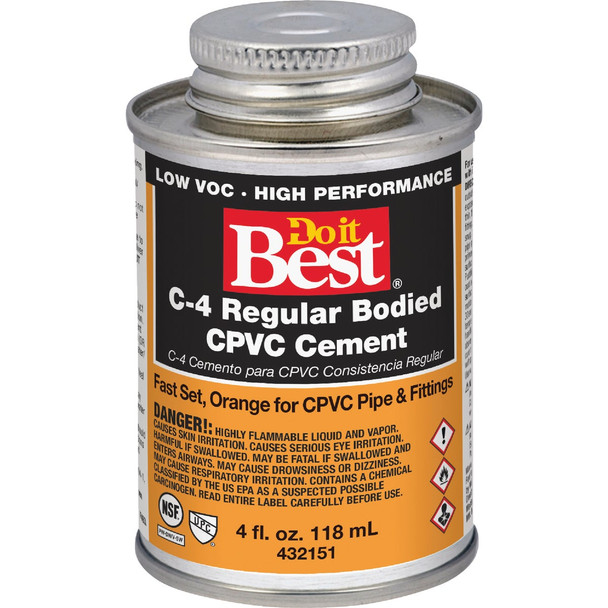 Do it Best 4 Oz. Regular Bodied Orange CPVC Cement 18706-24