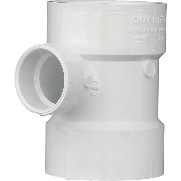 Charlotte Pipe 3 In. x 1-1/2 In. Reducing Sanitary PVC Tee PVC 00401  1200HA