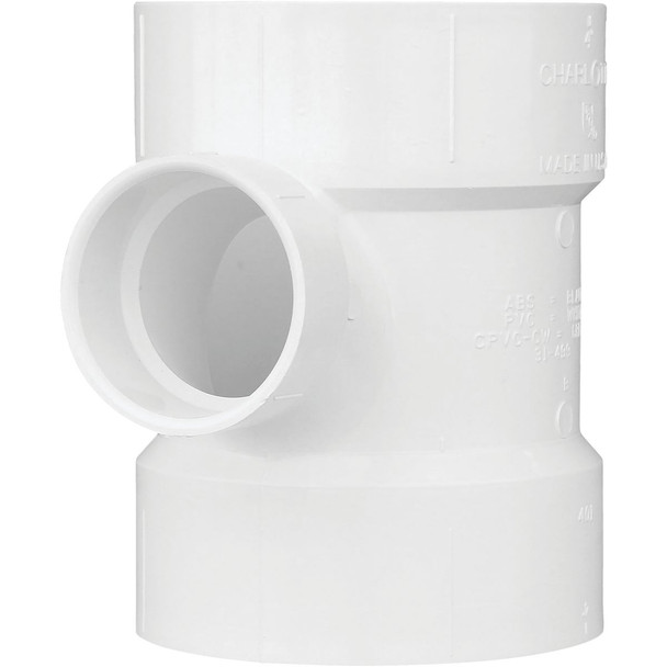 Charlotte Pipe 4 In. x 2 In. Reducing Sanitary PVC Tee PVC 00401  1800HA