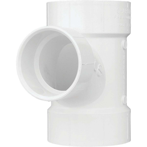 Charlotte Pipe 4 In. x 3 In. Reducing Sanitary PVC Tee PVC 00401  2000HA
