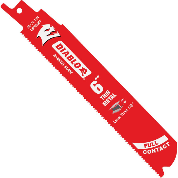 Diablo  6 In. 20/24 TPI Bi-Metal Thin Metal Reciprocating Saw Blade (2-Pack)