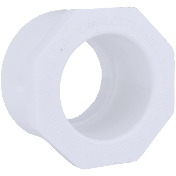Charlotte Pipe 2 In. SPG x 1-1/4 In. Slip Schedule 40 PVC Bushing Charlotte Pipe 2 In. SPG x 1-1/4 In. Slip Schedule 40 PVC Bushing
