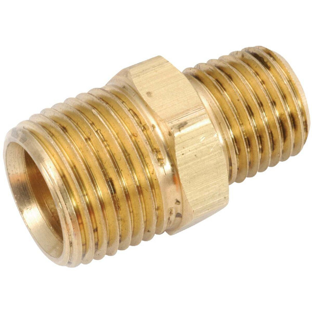 Anderson Metals 1/2 In. x 3/8 In. Reducing Hex Red Brass Nipple Pack of 5