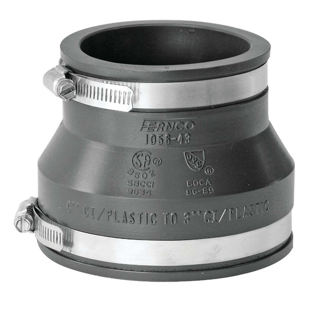 Fernco 4 In. x 3 In. Flexible PVC Coupling P1056-43