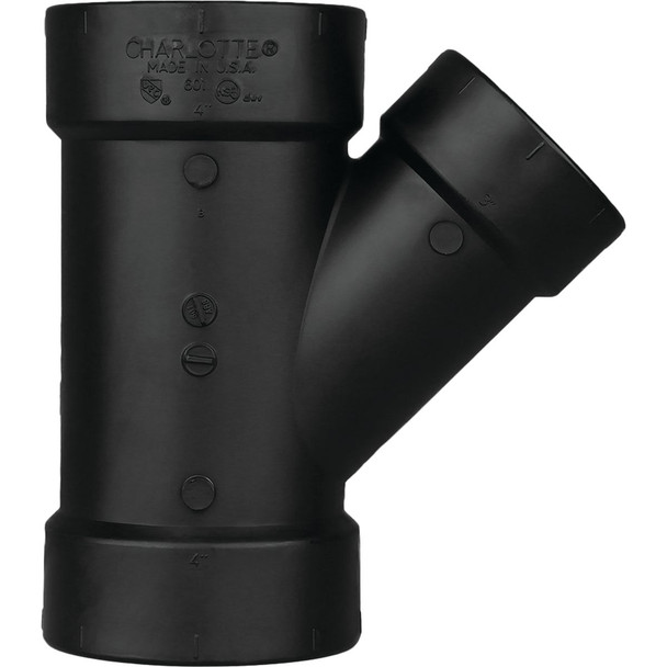 Charlotte Pipe 4 x 4 x 3 In. Hub x Hub x Hub Reducing ABS Wye ABS 00601  2000HA