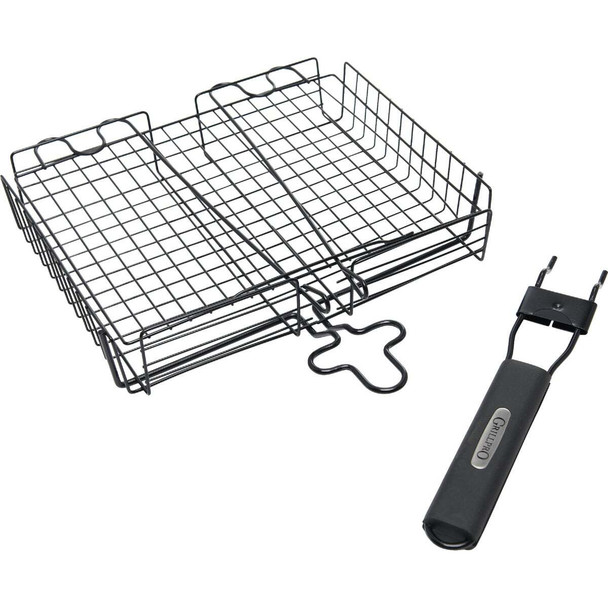 GrillPro Deluxe 9.5 In. W. x 12 In. L. Steel Broiler Grill Basket 24876