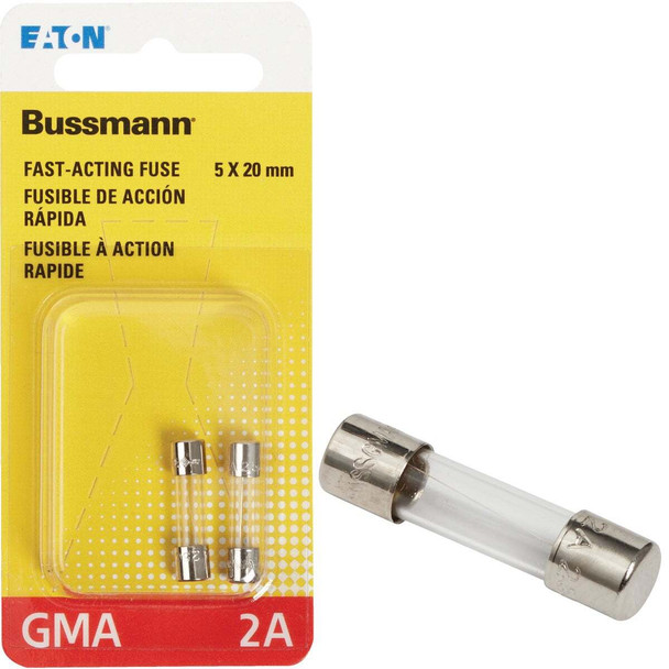 Bussmann 2A GMA Glass Tube Electronic Fuse (2-Pack) BP/GMA-2A