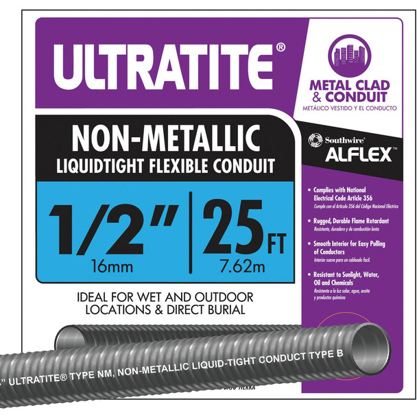 Southwire 1/2 In. x 25 Ft. Flexible Non-Metallic Liquid Tight Conduit 55094221