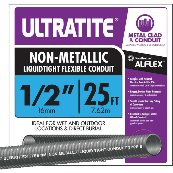 Southwire 1/2 In. x 25 Ft. Flexible Non-Metallic Liquid Tight Conduit 55094221