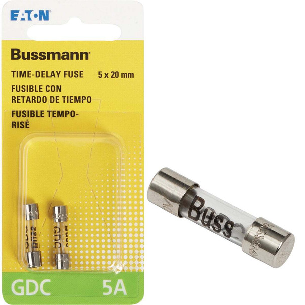 Bussmann 5A GDC Glass Tube Electronic Fuse (2-Pack) BP/GDC-5A