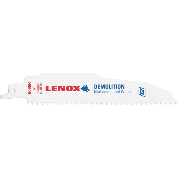 Lenox 6 In. 6 TPI Nail-Embedded Wood Demolition Reciprocating Saw Blade (2-Pack)