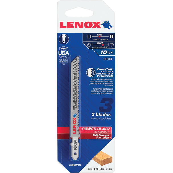 Lenox 3pk 4" 10t Jigsaw Blade 1991386