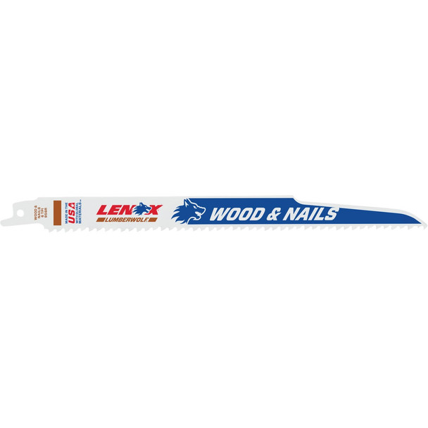 Lenox LUMBERWOLF 9 In. 6 TPI Nail-Embedded Wood Reciprocating Saw Blade