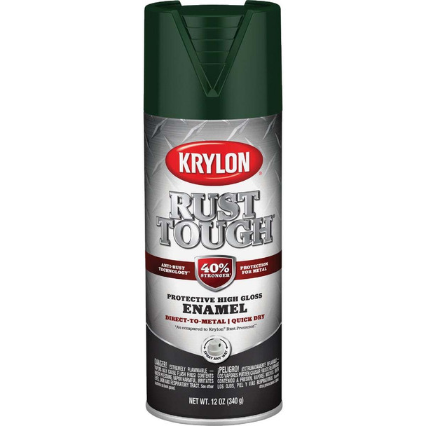 Krylon Rust Tough 12 Oz. Gloss Alkyd Enamel Spray Paint, Hunter Green K09223008