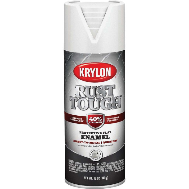 Krylon Rust Tough 12 Oz. Flat Alkyd Enamel Spray Paint, White K09219008