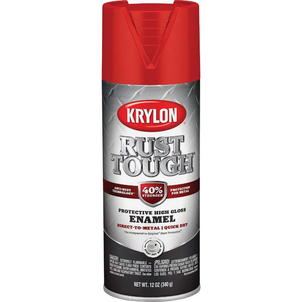 Krylon Rust Tough 12 Oz. Gloss Alkyd Enamel Spray Paint, Radiant Red/Safety Red