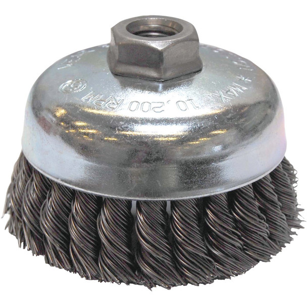 Weiler Vortec 4 In. Knotted 0.02 In. Angle Grinder Wire Brush 36044