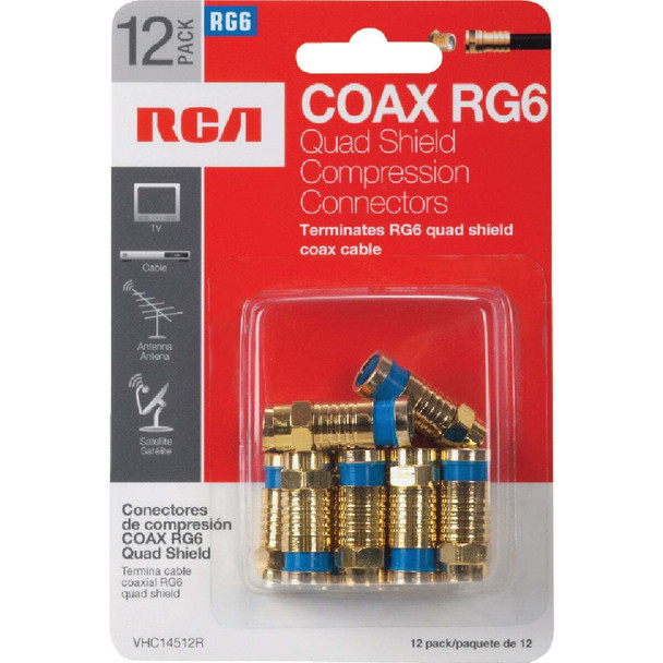 RCA Quad Shield Coax Connector Kit (12-Piece) VHC14512R
