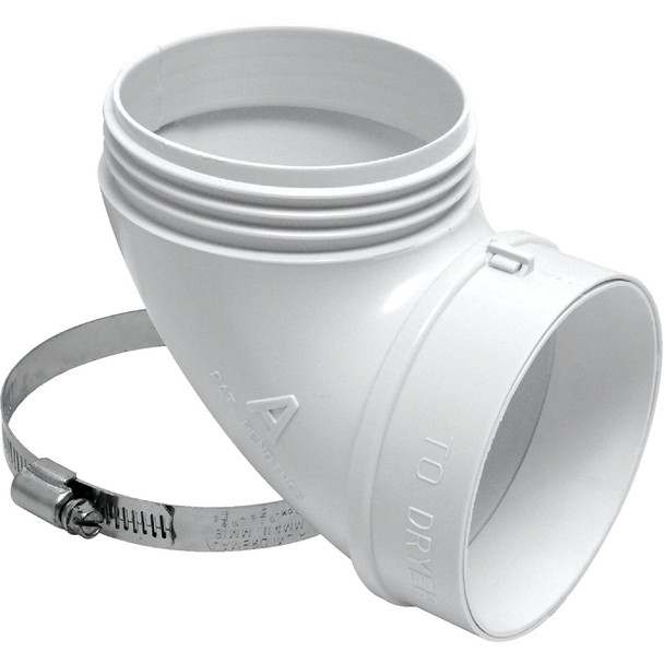 Lambro 4 In. ABS White Plastic Quick Fit Dryer Exhaust Elbow 3003L