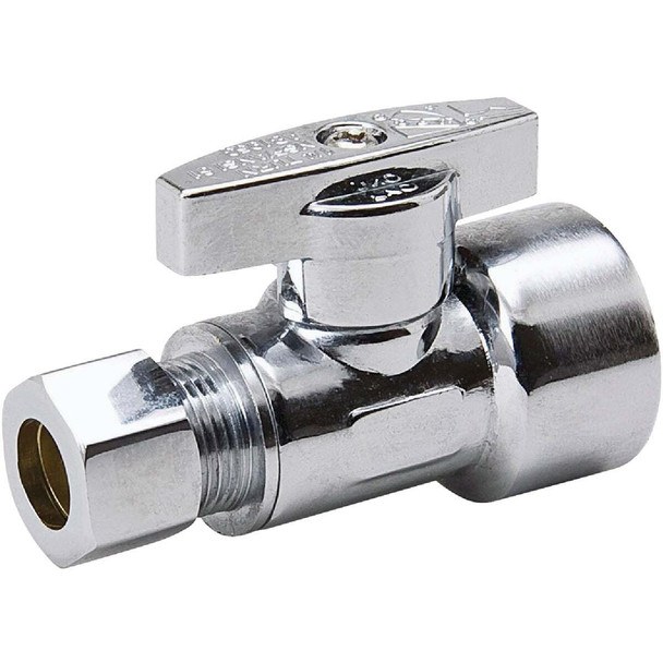 ProLine 1/2 In. FPT x 3/8 In. COMP Chrome-Plated Brass Straight Stop 191-232HC