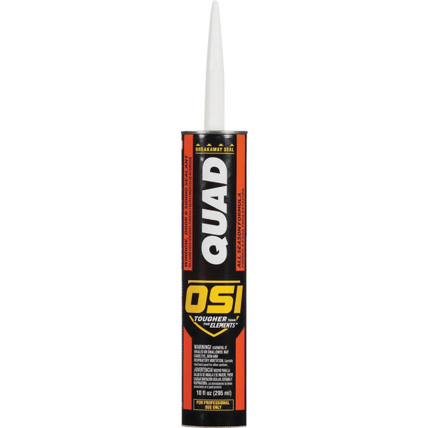 OSI QUAD 10 Oz. Window, Door & Siding Polymer Sealant, Clear 827837 Pack of 12