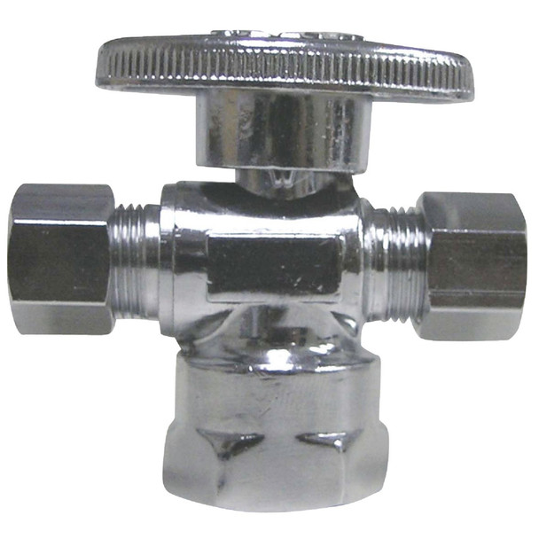 ProLine 1/2 In. FIP x 3/8 In. C x 3/8 In. C Chrome Plated Brass Dual Outlet Stop