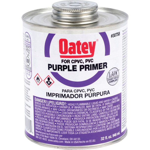 Oatey 32 Oz. Purple Pipe and Fitting Primer for PVC/CPVC 30758