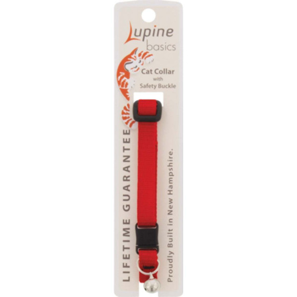 Lupine 1/2 In. Traditional Solid Red 8 to 12in.  Breakaway Cat Collar with Bell