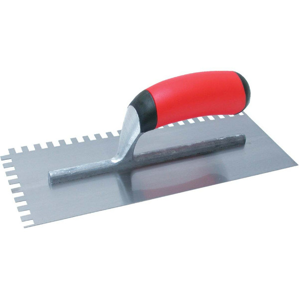 Marshalltown QLT 1/4 x 3/8 x 1/4 In. Square Notched Trowel with Soft Grip 15672